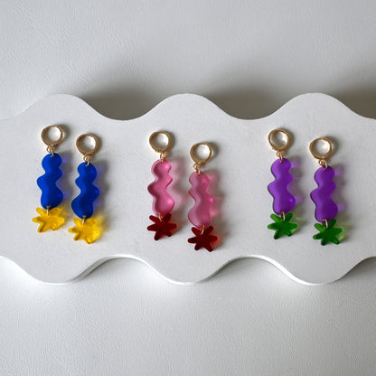 Gummy Star Huggies, colorful star-shaped acrylic huggie hoop earrings