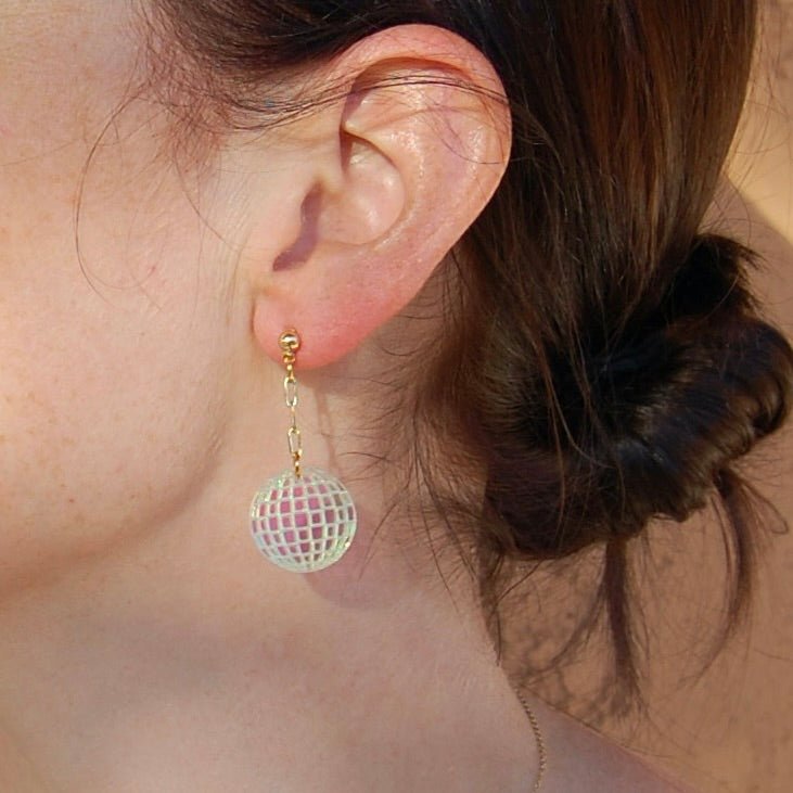 Disco Ball Earrings - Shape & Color colorful goods made in the USA