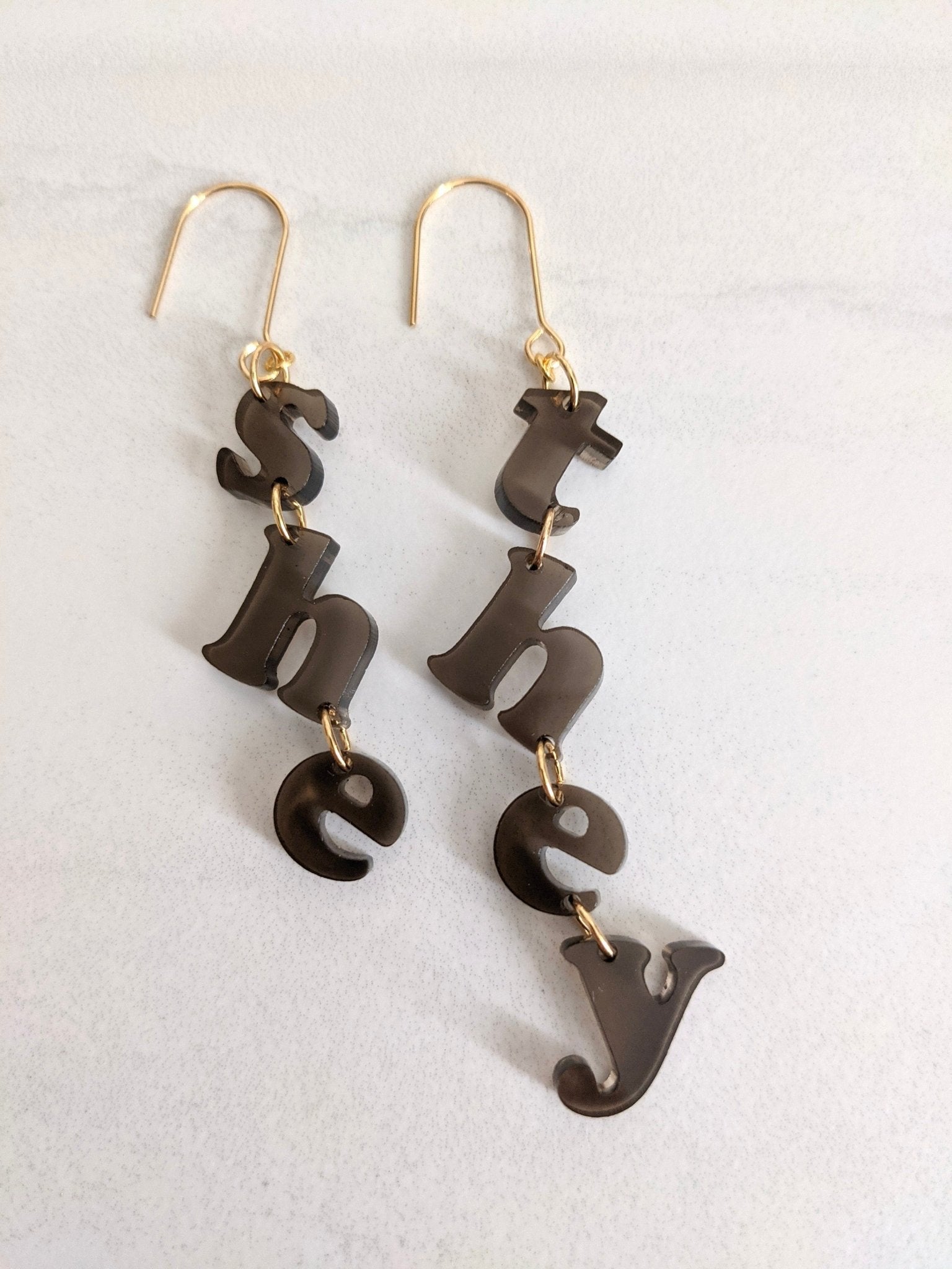 Pronoun Earrings - Shape & Color colorful goods made in the USA