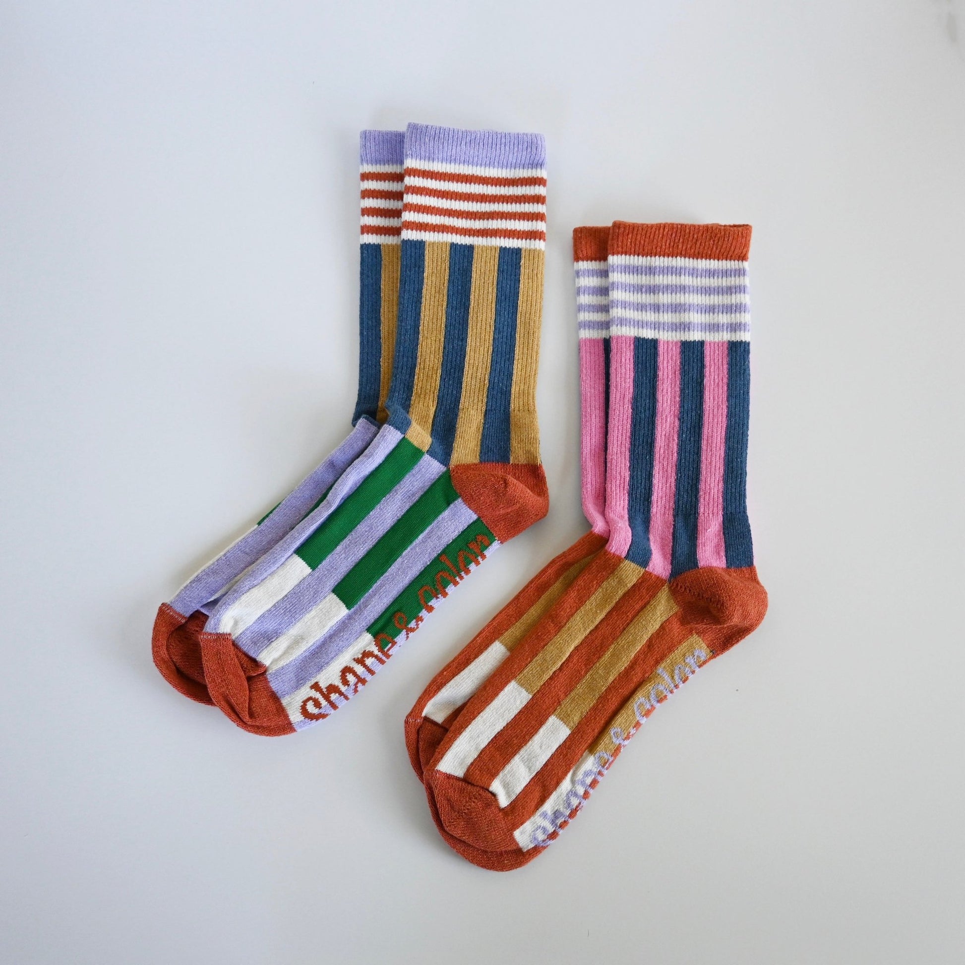 The Colorblock Crew Sock Bundle | Mix & Match Set | 2 Pairs - Shape & Color colorful goods made in the USA