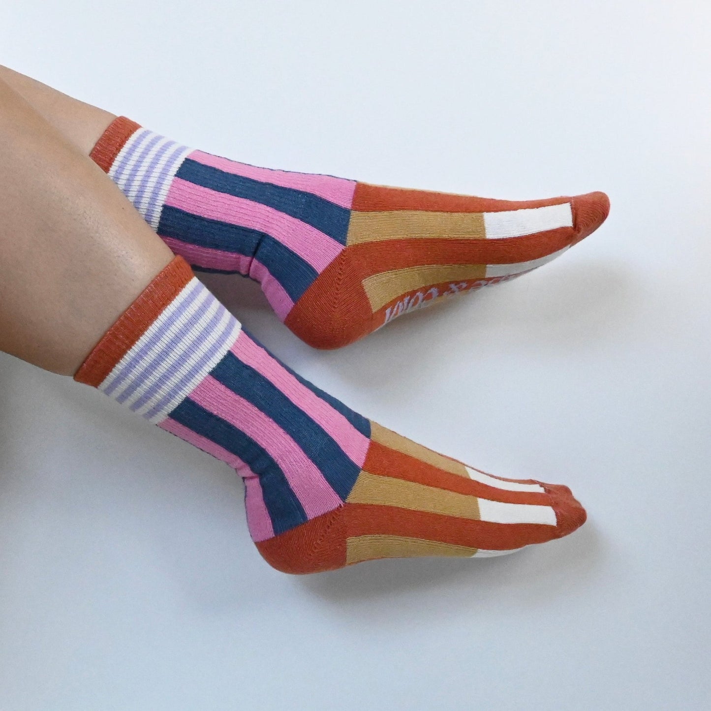 The Colorblock Crew Sock | Pink & Blue - Shape & Color colorful goods made in the USA