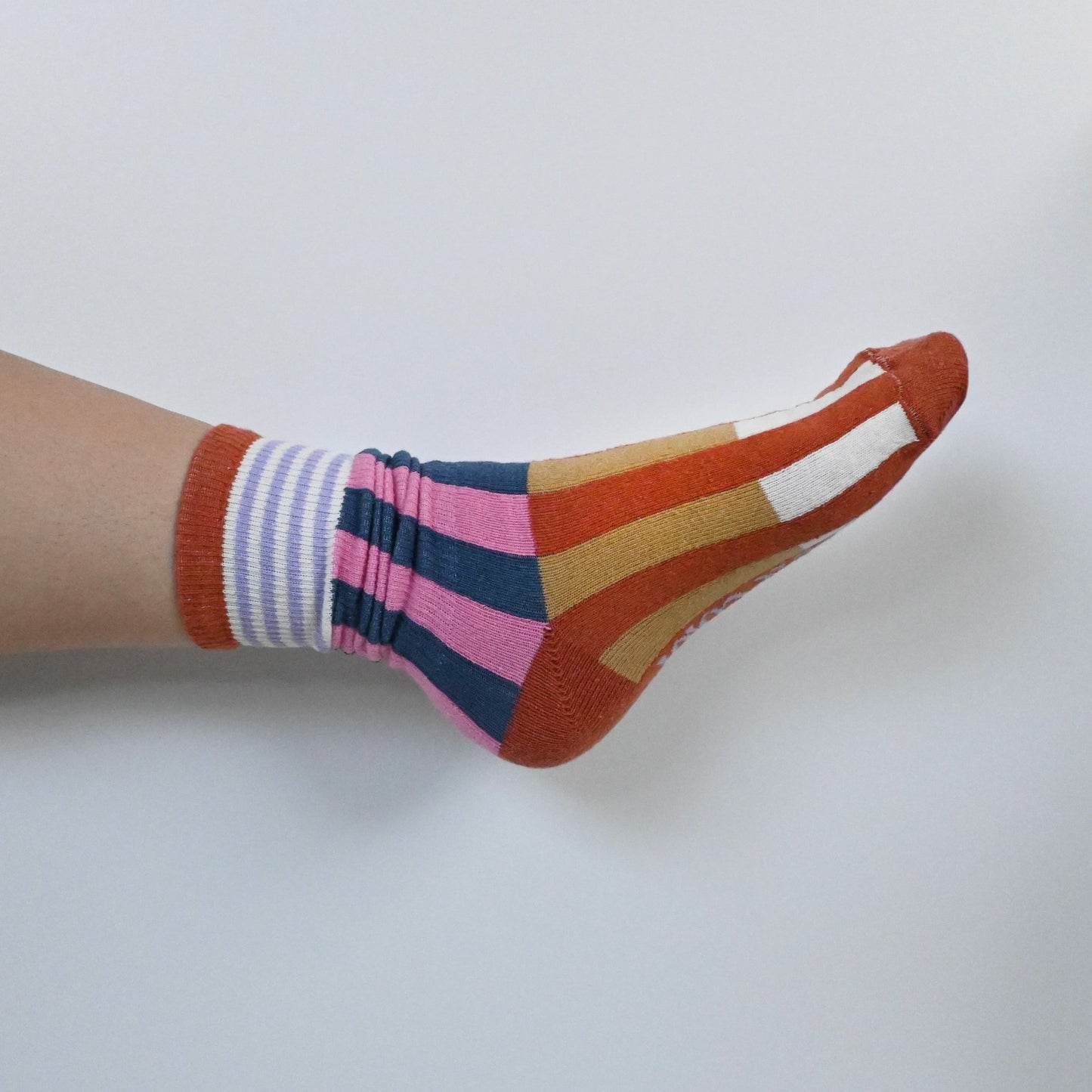 The Colorblock Crew Sock | Pink & Blue - Shape & Color colorful goods made in the USA