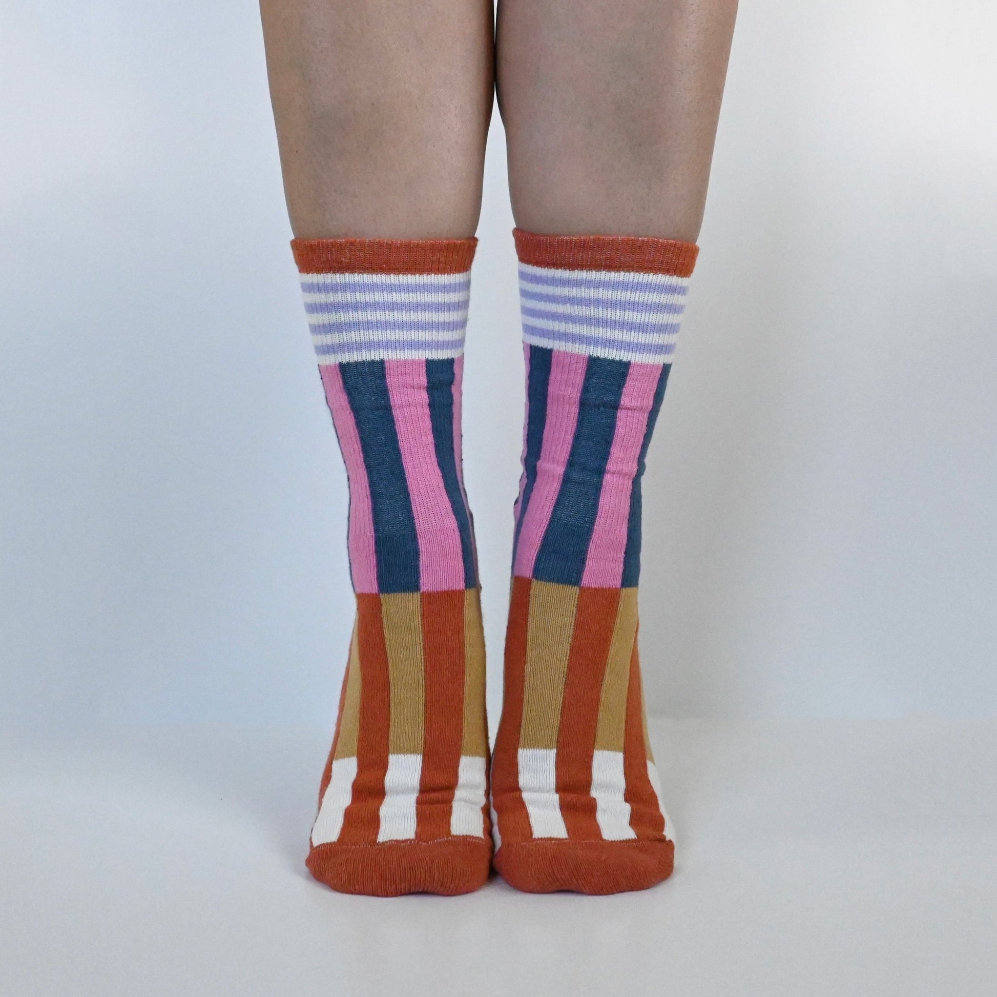 The Colorblock Crew Sock | Pink & Blue - Shape & Color colorful goods made in the USA