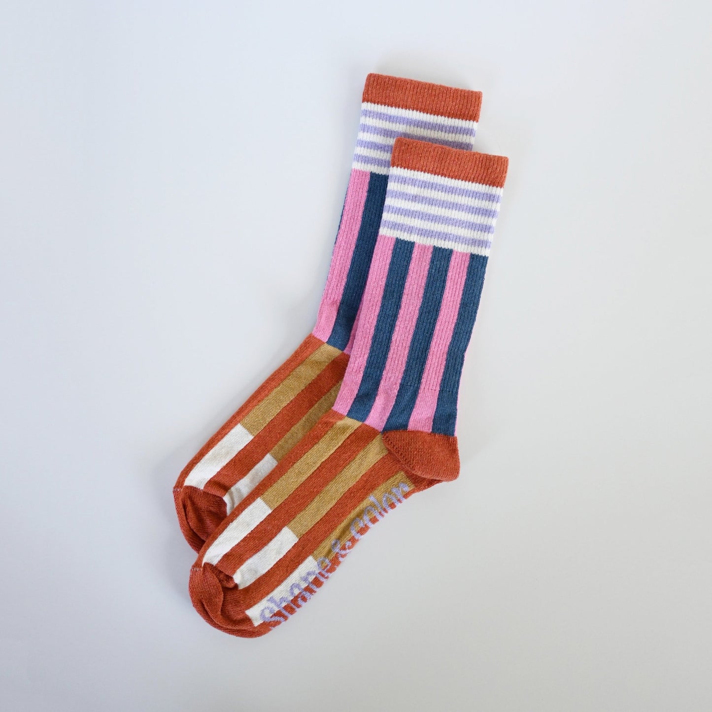 The Colorblock Crew Sock | Pink & Blue - Shape & Color colorful goods made in the USA